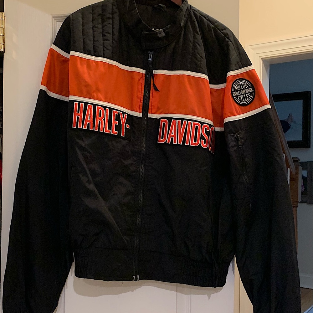 Vintage Harley Davidson lightweight embroidered full zip men’s jacket size XXL